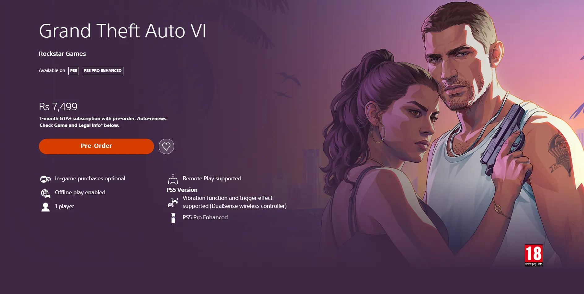 GTA 6 pre order price in India